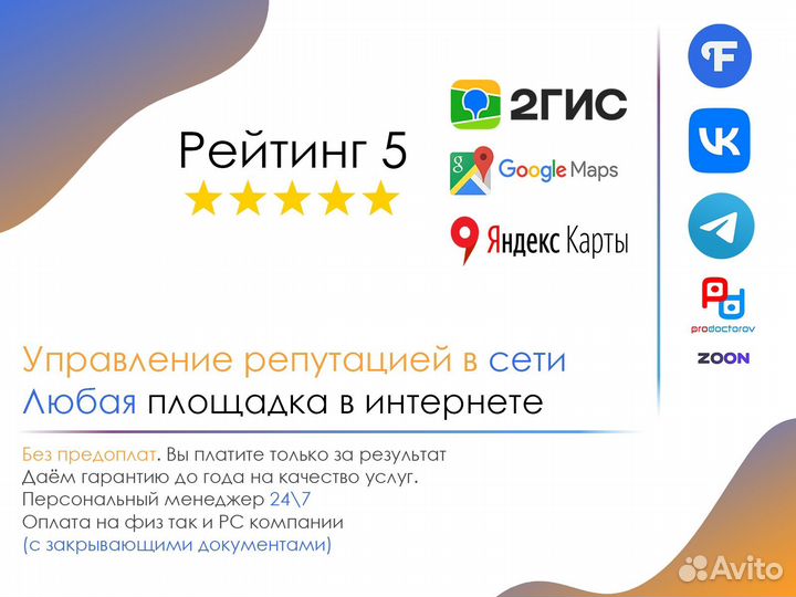 Отзывы на карты 2гис\Яндекс. Управление репутацией