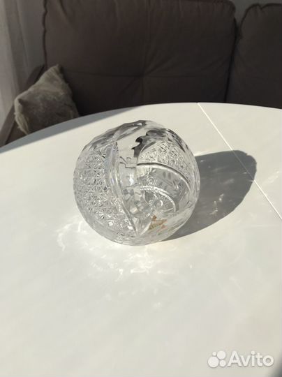 Хрустальная ваза шар СССР ваза-корзинка