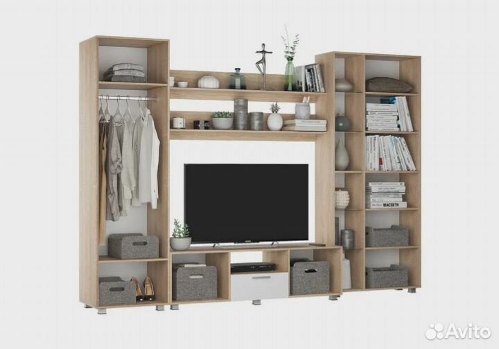 Стенка Манхетен дуб сонома светлый / белый глянец