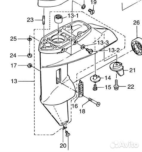 Редуктор Tohatsu (Тохатсу) 8, 9.8 л.с 2 такта
