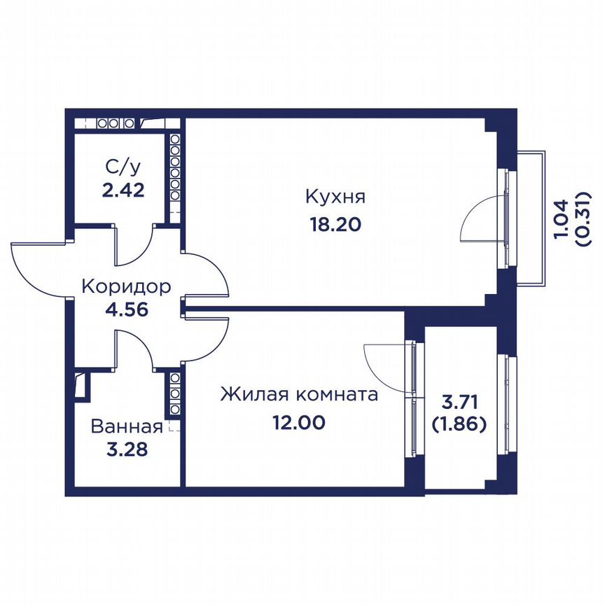 1-к. квартира, 40,5 м², 4/5 эт.