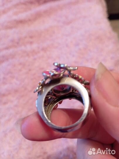 Серебряное кольцо женское с эмалью и александритом