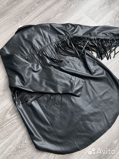 Рубашка экокожа с бахромой Zara
