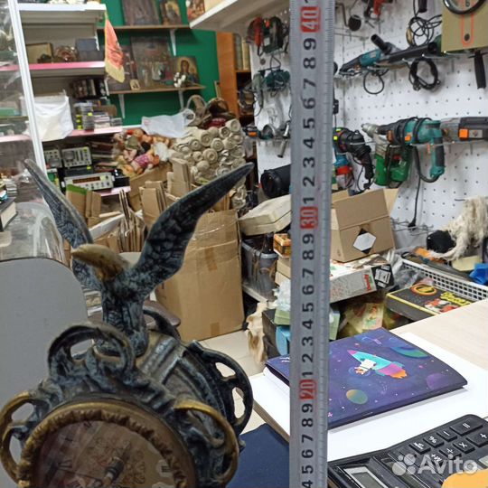 Часы каминные Бронза редкость 34см (Сзр)