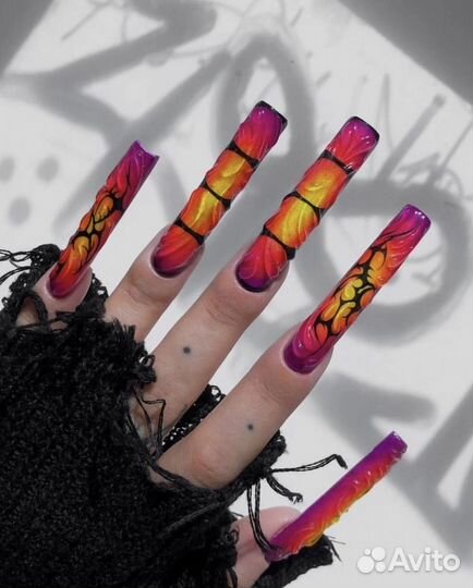 Наращивание ногтей с Crazy дизайном