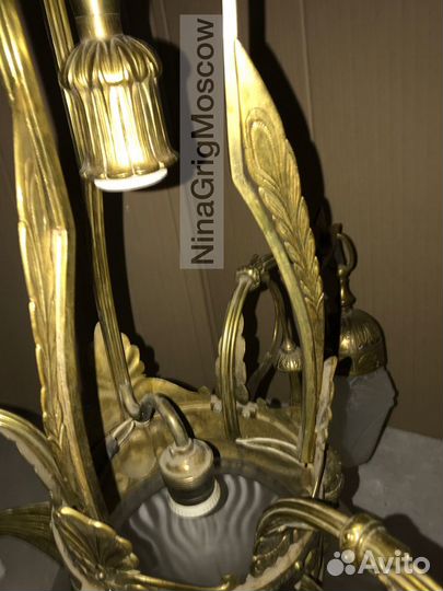 Редкая большая антик люстра в стиле арнуво. 1900е