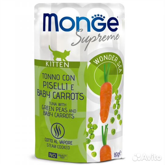 Влажный корм Monge Supreme kitten для котят из тун