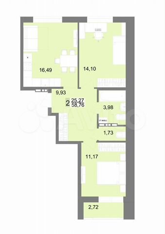 2-к. квартира, 58,8 м², 7/23 эт.