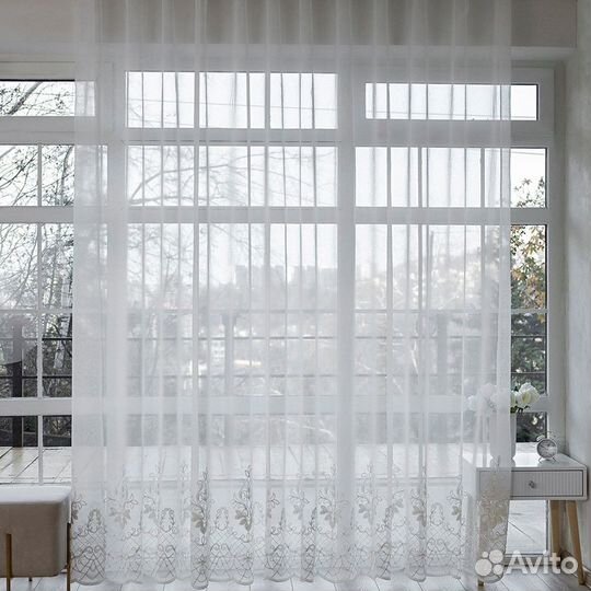 Тюль флоренция айвори готовый на окна пошив