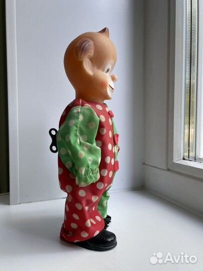 Клоун заводной ГДР игрушка винтаж кукла