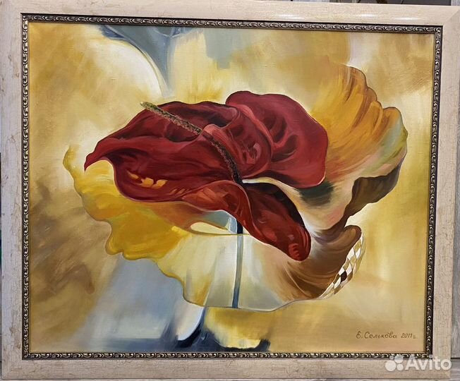 Интерьерная картина “Красный цветок»