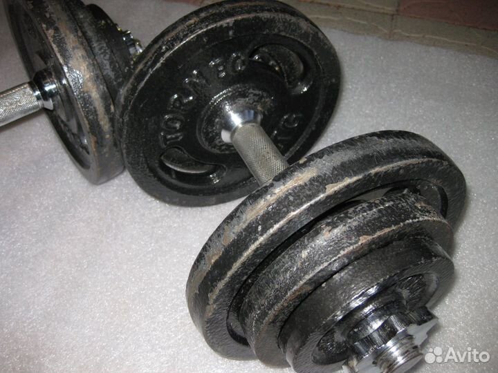 Продам гантели 2х19,5;17,3 кг,10кг с чугун.блинами