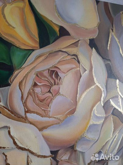 Картина маслом на холсте с поталью 80*60см