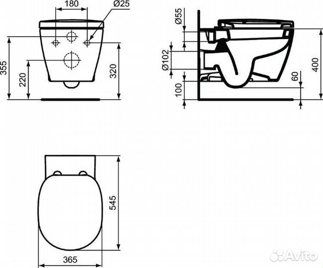 Инсталляция Ideal Standard с подвесным унитазом