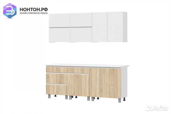 Кухня Ивона 2.0 м белый текстурный / дуб сонома