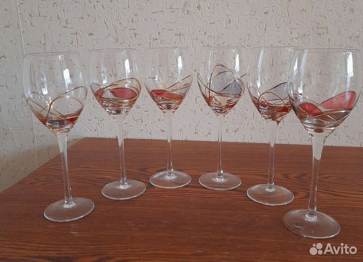 Фужеры бокалы для вина. Стекло 6 штук