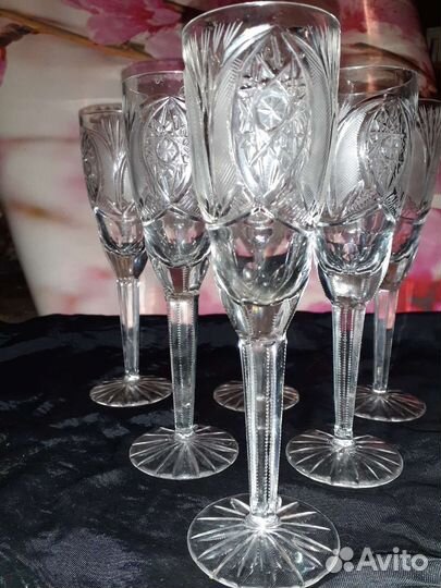 Фужеры хрусталь СССР винтаж,бокалы. 2 набора х 6шт
