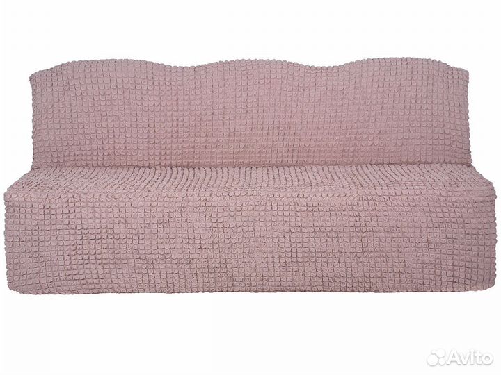 Чехол на трехместный диван без подлокотников Пудра