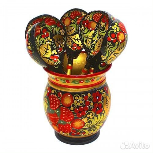 Посуда хохлома, деревянные ложки