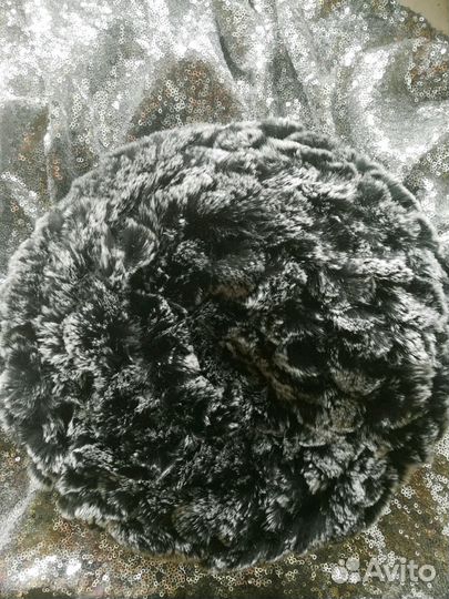 Шапка из натурального кролика вязаная