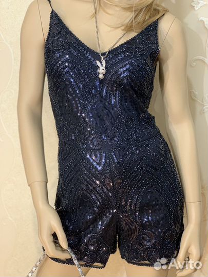 Комбинезон с бисером и пайетками красивый вечерний