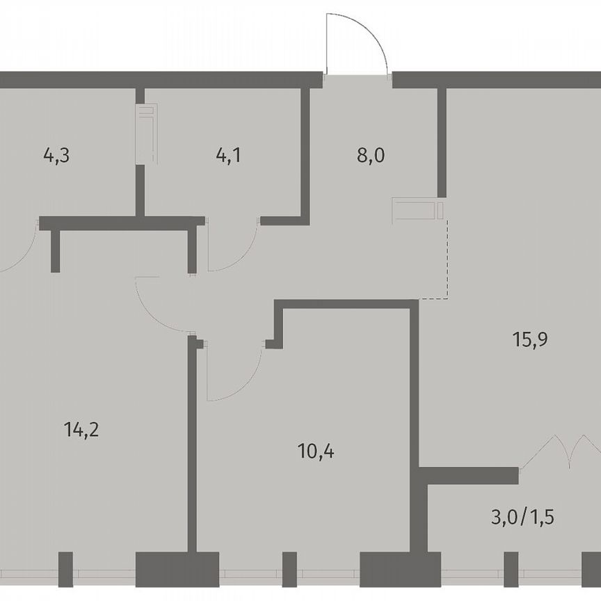 2-к. квартира, 58,4 м², 3/12 эт.