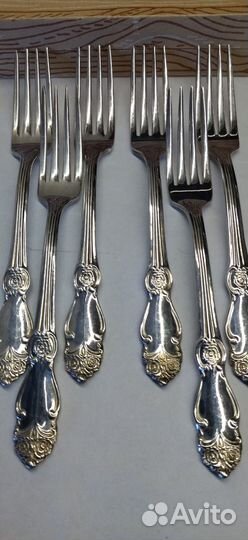 Вилки большие столовые роза 6 шт мельхиор, кольч