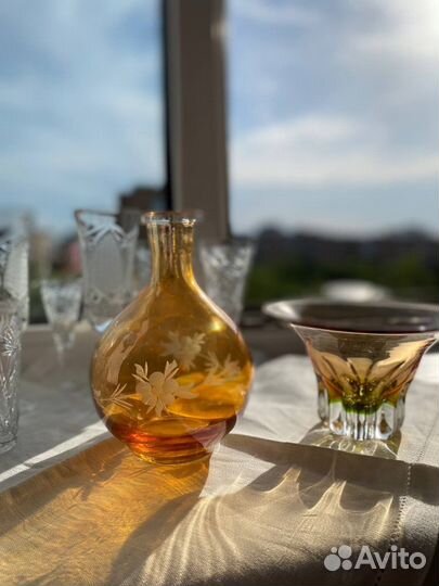 Графин цветное стекло СССР. Ваза. Конфетница