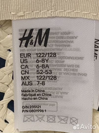 Шляпа соломенная для девочки новая H&M