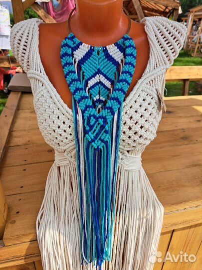 Колье плетёное бохо