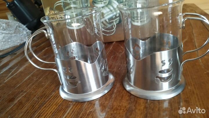 Набор из 6 стаканов с подстаканниками