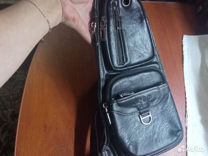 Сумка мужская натуральная кожа через плечо