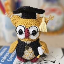 Сова, вязаная игрушка 10 см, Москва