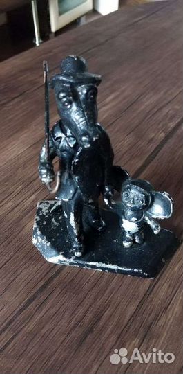 Статуэтка крокодил Гена и Чебурашка. Литьё СССР