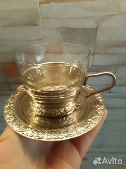 Мельхиоровый набор и поднос никелированный СССР