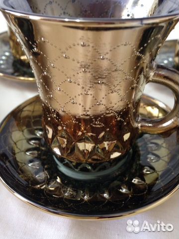 Кофейный набор СССР, позолота, стекло
