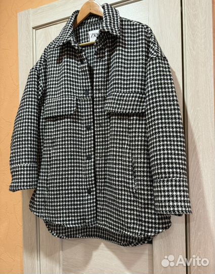 Рубашка из твида Zara оверсайз М 44/46/48/50