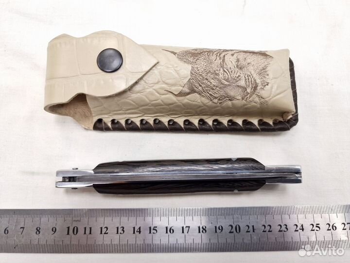 Складной нож рысь - дамасская сталь / граб 62 HRC