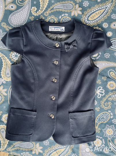 Школьный пиджак для девочек 140-146 синий