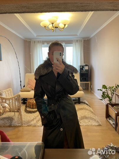 Плащ кожаный винтаж