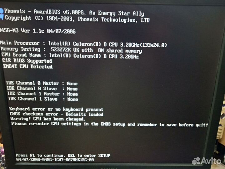 S775 ECS 945G-M3+Penium D(3,2ггц) +охлаждение