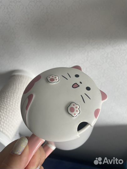 Кружка с котом новая с крышкой