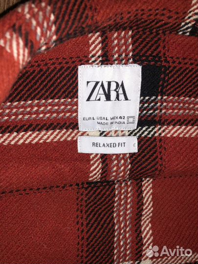 Рубашка в клетку красная zara