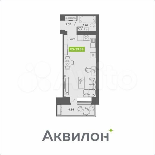 Квартира-студия, 29,9 м², 8/11 эт.