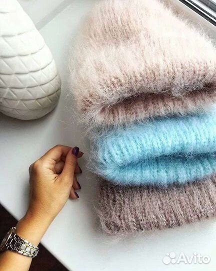 Шапка Облачко, варежки, снуды