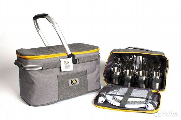 Сумка холодильник и набор туристической посуды 4