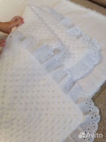 Плед детский вязаный, на выписку +подушка