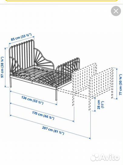 Детская раздвижная кровать Икеа Миннен