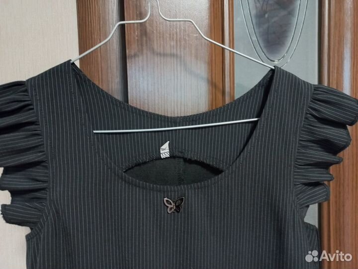 Школьный сарафан 134 серый