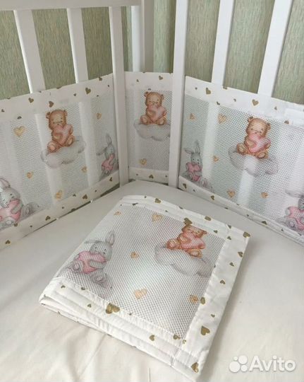 Бортики в детскую кроватку сетка